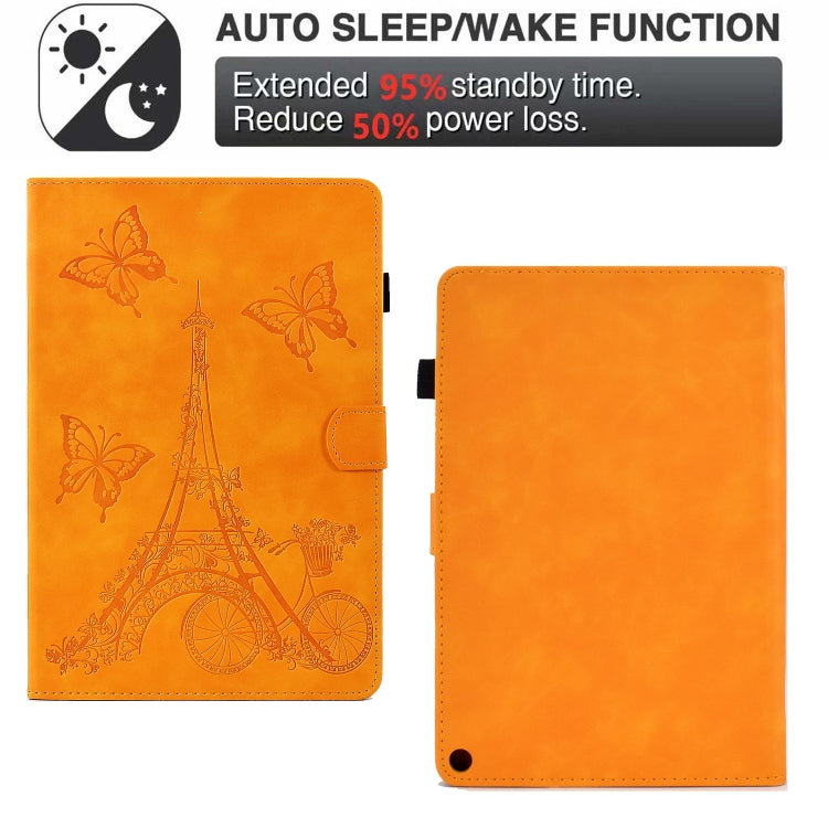 For Amazon Kindle Fire HD10 2021 Tower Embossed Leather Smart Tablet Case(Khaki)