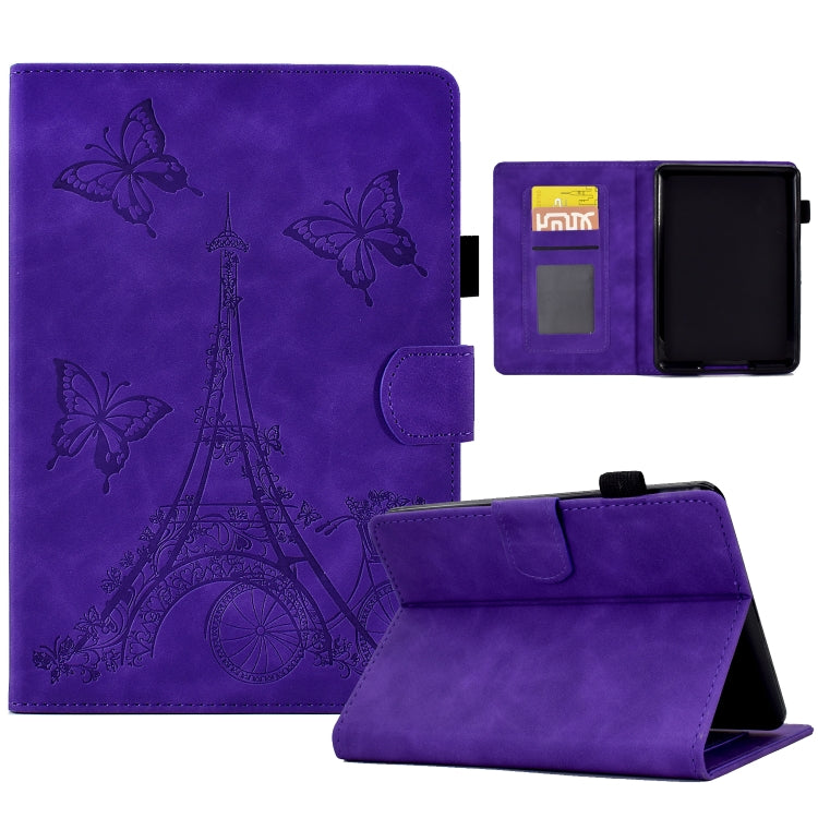 For Amazon Kindle Paperwhite 5 Tower Embossed Leather Smart Tablet Case(Purple)