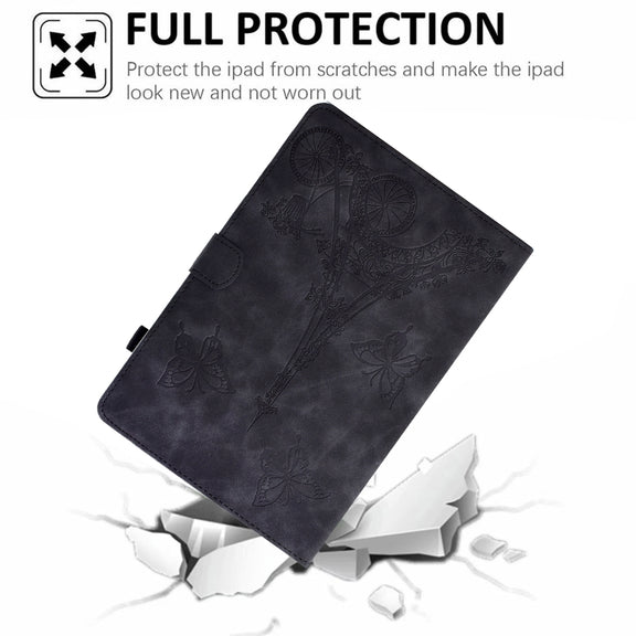 For Amazon Kindle Paperwhite 5 Tower Embossed Leather Smart Tablet Case(Black)