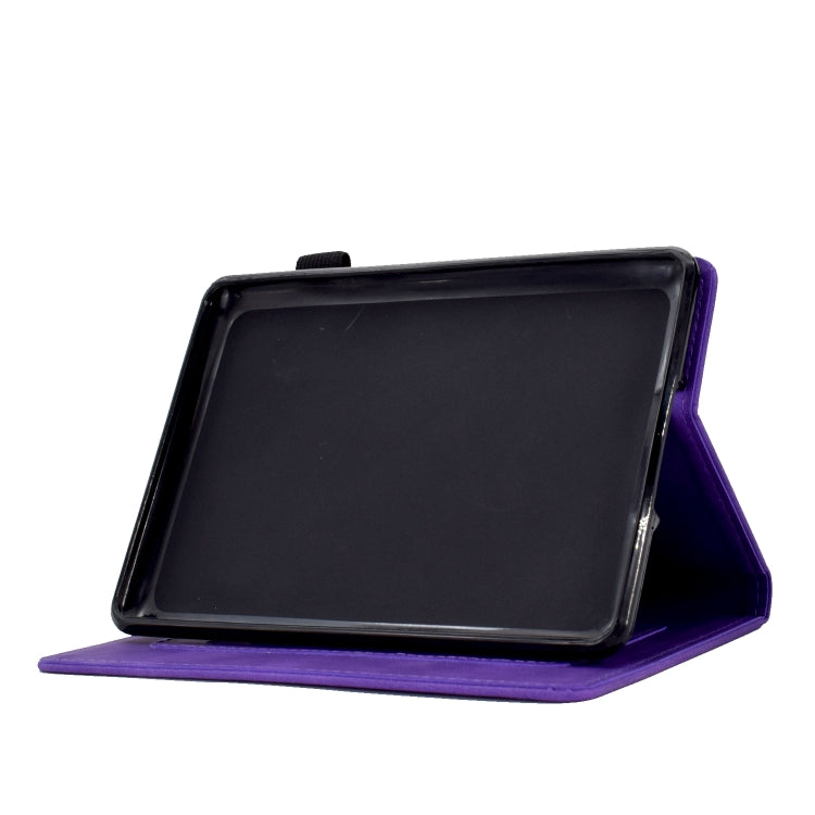 For Amazon Kindle Paperwhite 4/3/2/1 Tower Embossed Leather Smart Tablet Case(Purple)