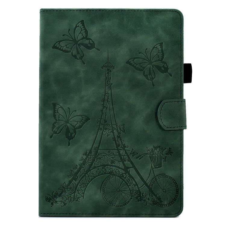 For Amazon Kindle Paperwhite 4/3/2/1 Tower Embossed Leather Smart Tablet Case(Green)