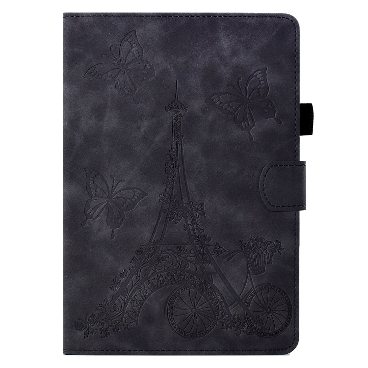 For Amazon Kindle Paperwhite 4/3/2/1 Tower Embossed Leather Smart Tablet Case(Black)
