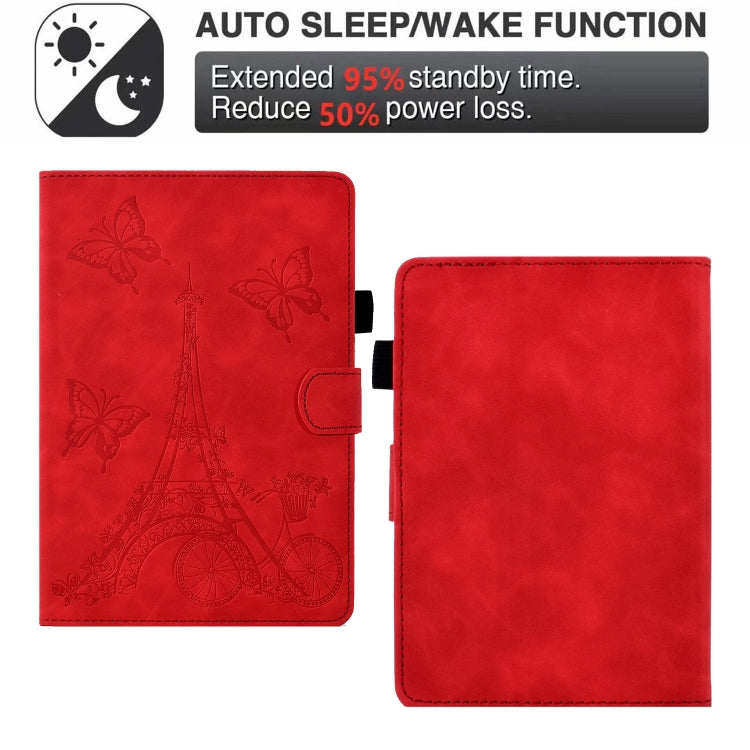 For Amazon Kindle Lite 2022 Tower Embossed Leather Smart Tablet Case(Red)