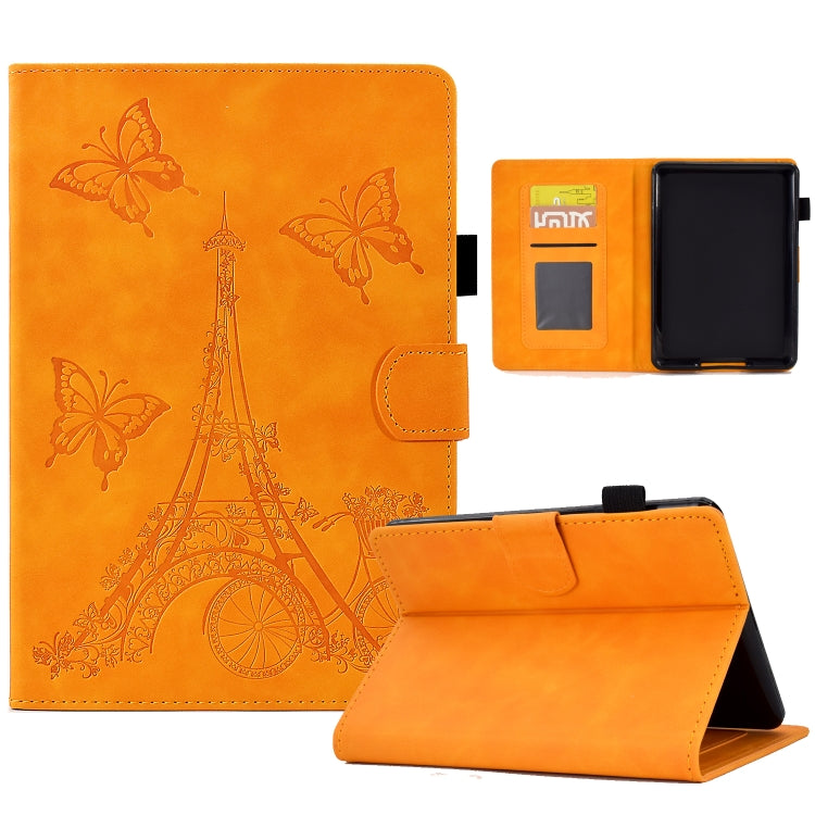 For Amazon Kindle Lite 2022 Tower Embossed Leather Smart Tablet Case(Khaki)