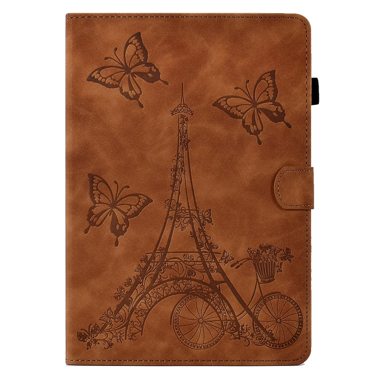 For Lenovo M10 Tower Embossed Leather Smart Tablet Case(Brown)