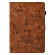 For Lenovo M10 Tower Embossed Leather Smart Tablet Case(Brown)
