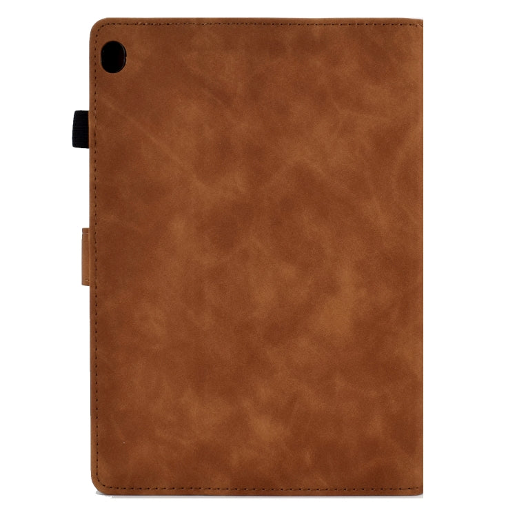 For Lenovo M10 Tower Embossed Leather Smart Tablet Case(Brown)