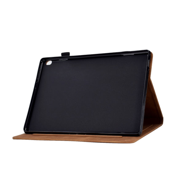 For Lenovo M10 Tower Embossed Leather Smart Tablet Case(Brown)