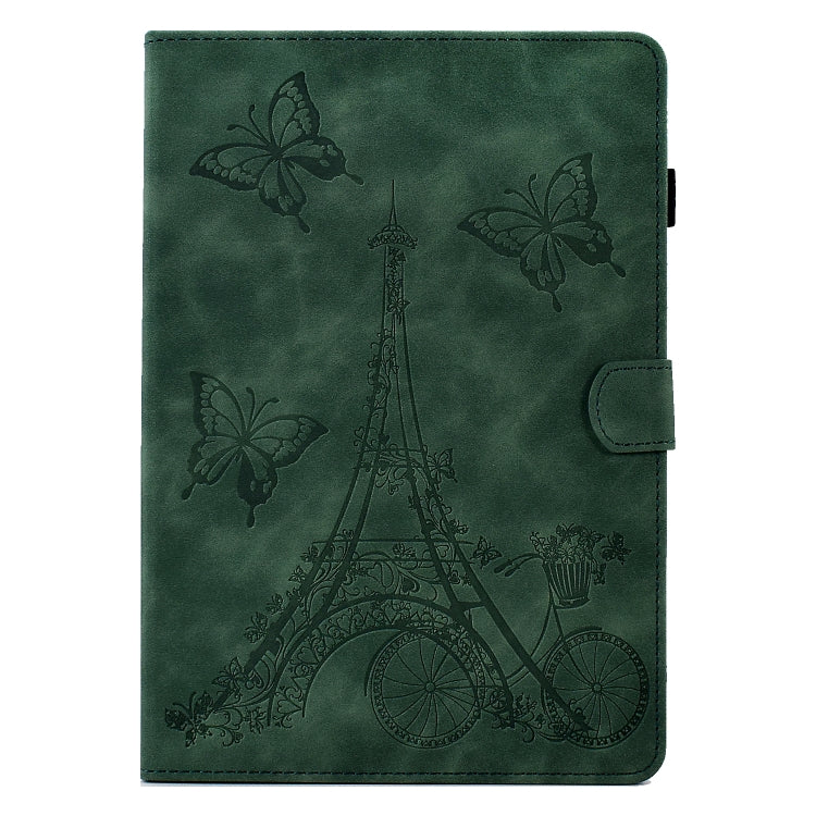 For Lenovo M10 Tower Embossed Leather Smart Tablet Case(Green)
