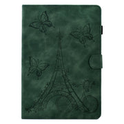 For Lenovo M10 Tower Embossed Leather Smart Tablet Case(Green)