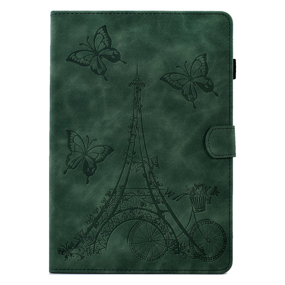 For Lenovo M10 Tower Embossed Leather Smart Tablet Case(Green)