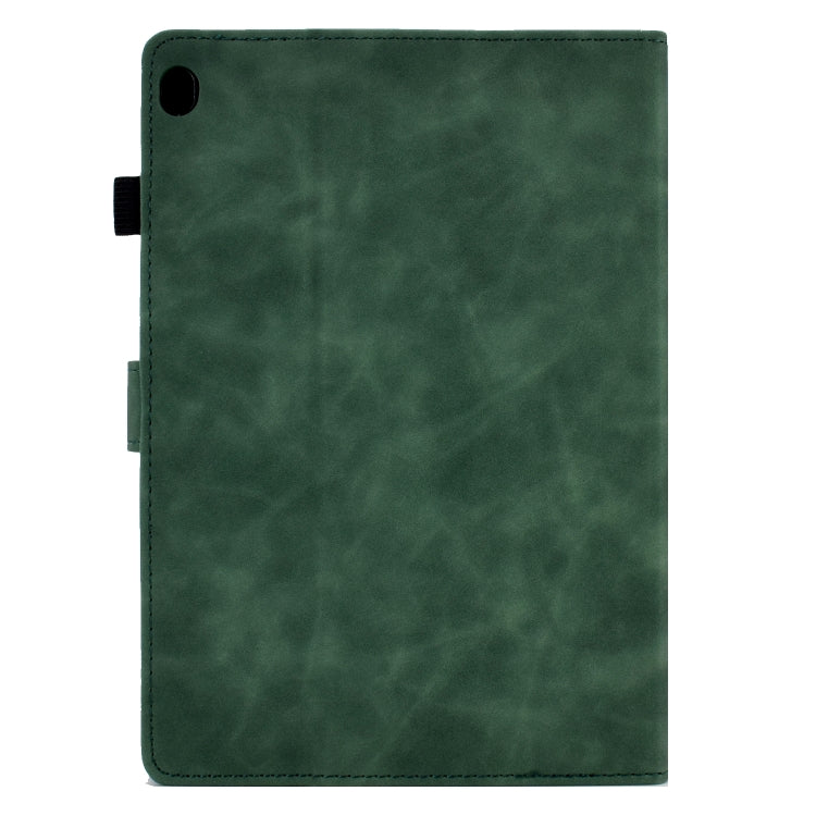 For Lenovo M10 Tower Embossed Leather Smart Tablet Case(Green)