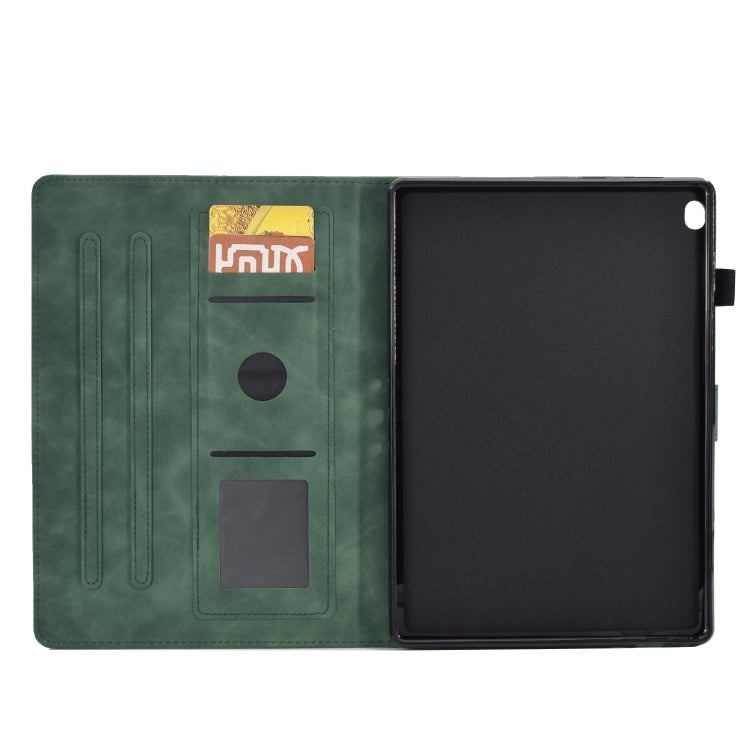 For Lenovo M10 Tower Embossed Leather Smart Tablet Case(Green)
