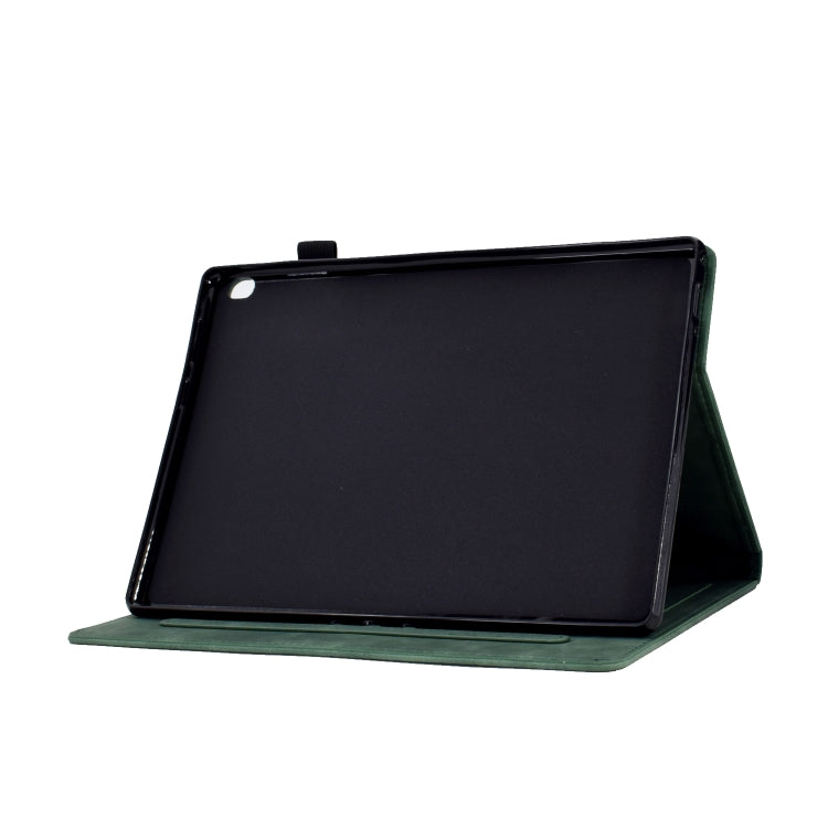 For Lenovo M10 Tower Embossed Leather Smart Tablet Case(Green)
