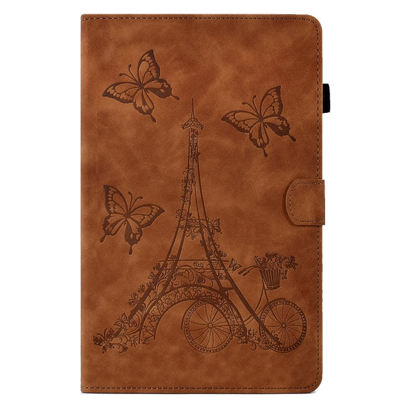 For Lenovo Tab M10 Gen 2 Tower Embossed Leather Smart Tablet Case(Brown)