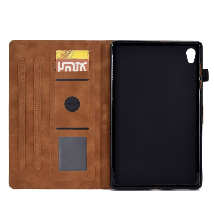For Lenovo Tab M10 Gen 2 Tower Embossed Leather Smart Tablet Case(Brown)
