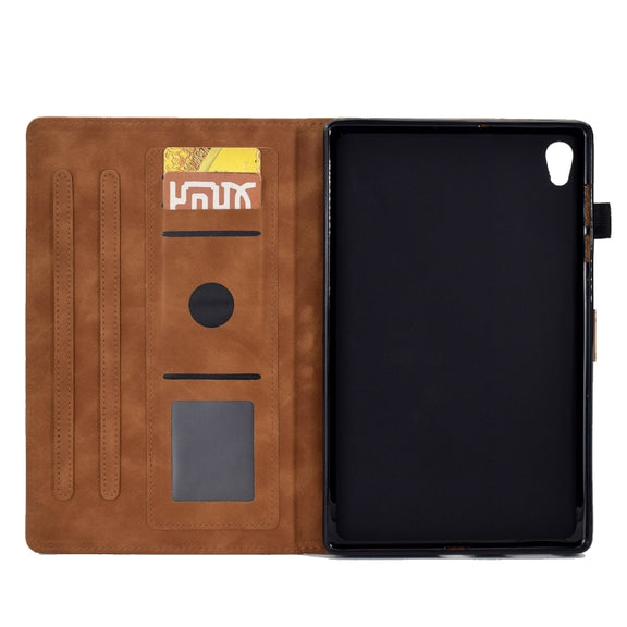 For Lenovo Tab M10 Gen 2 Tower Embossed Leather Smart Tablet Case(Brown)