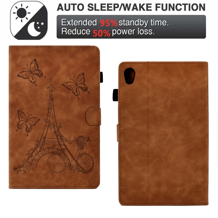 For Lenovo Tab M10 Gen 2 Tower Embossed Leather Smart Tablet Case(Brown)