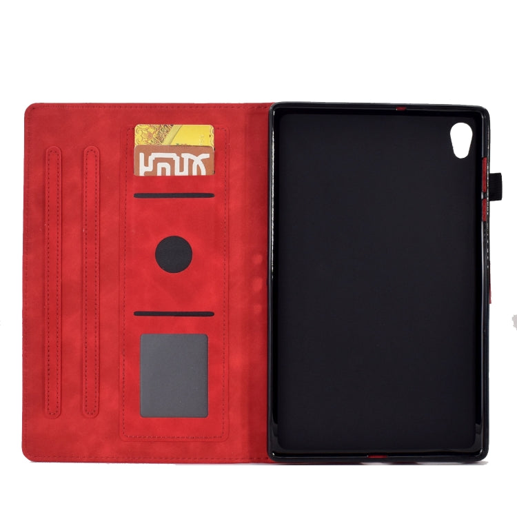 For Lenovo Tab M10 Gen 2 Tower Embossed Leather Smart Tablet Case(Red)