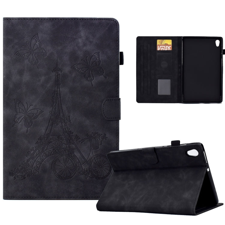 For Lenovo Tab M10 Gen 2 Tower Embossed Leather Smart Tablet Case(Black)