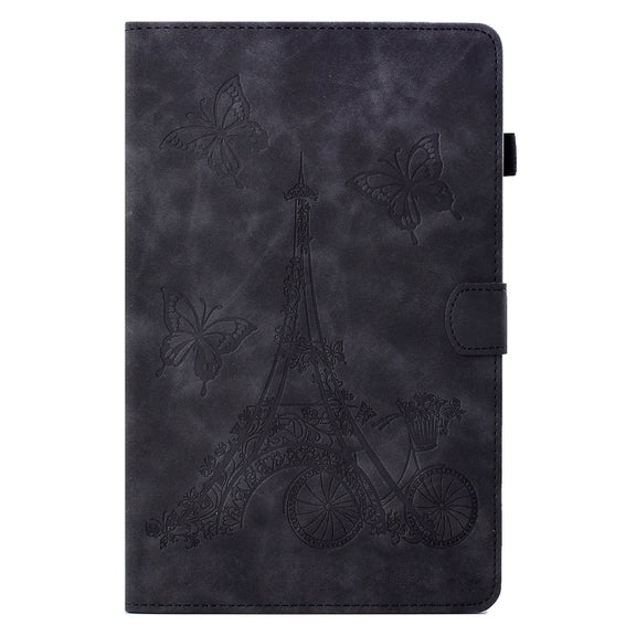 For Lenovo Tab M10 Gen 2 Tower Embossed Leather Smart Tablet Case(Black)