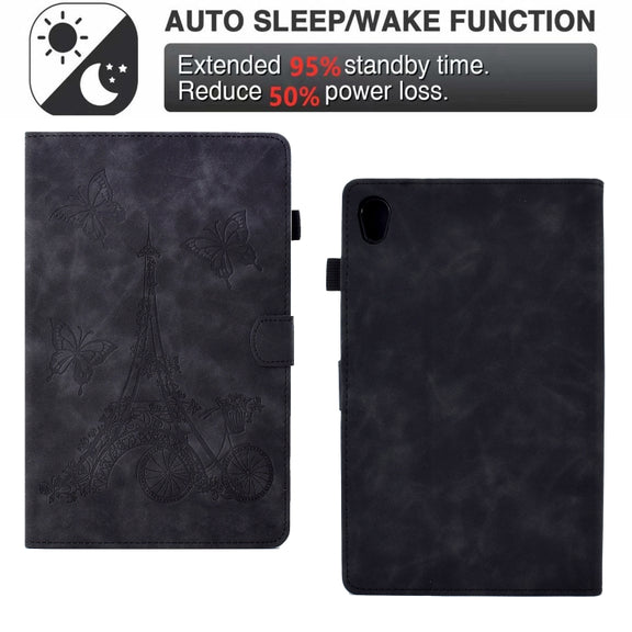 For Lenovo Tab M10 Gen 2 Tower Embossed Leather Smart Tablet Case(Black)