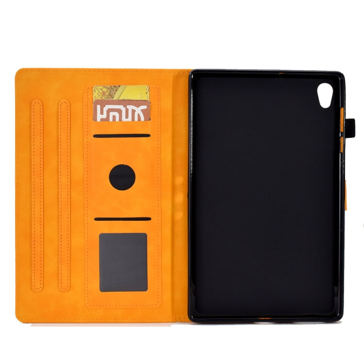 For Lenovo Tab M10 Gen 2 Tower Embossed Leather Smart Tablet Case(Khaki)