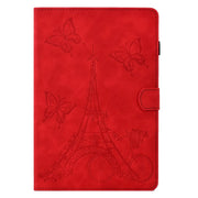 For Lenovo M10 Plus Tower Embossed Leather Smart Tablet Case(Red)