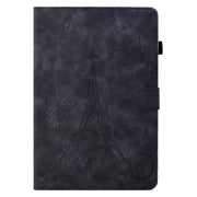 For Lenovo M10 Plus Tower Embossed Leather Smart Tablet Case(Black)