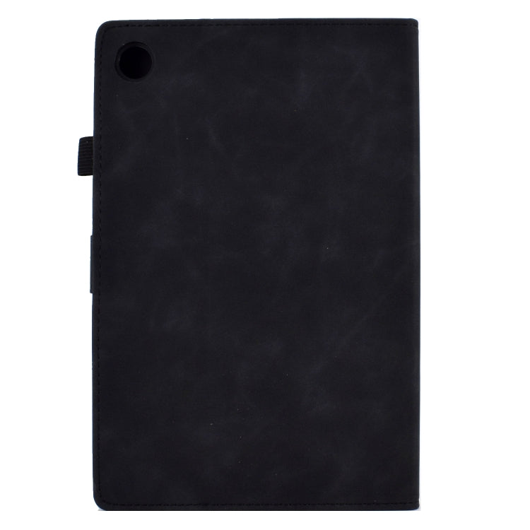 For Lenovo M10 Plus Tower Embossed Leather Smart Tablet Case(Black)