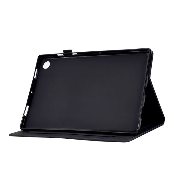 For Lenovo M10 Plus Tower Embossed Leather Smart Tablet Case(Black)