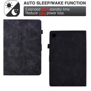 For Lenovo M10 Plus Tower Embossed Leather Smart Tablet Case(Black)