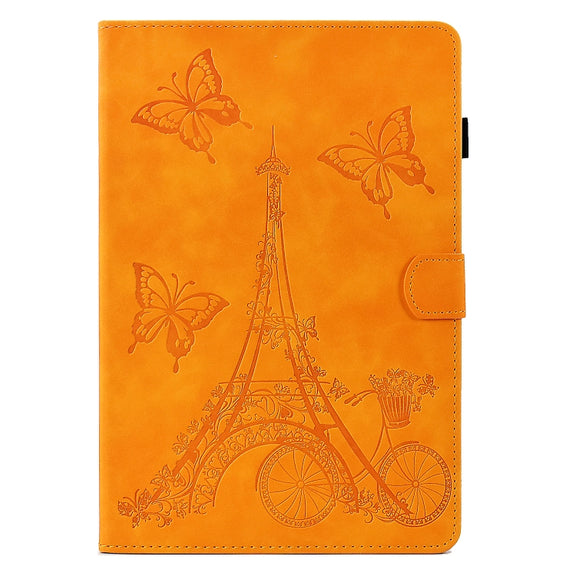 For Lenovo M10 Plus Tower Embossed Leather Smart Tablet Case(Khaki)