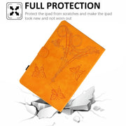 For Lenovo M10 Plus Tower Embossed Leather Smart Tablet Case(Khaki)