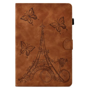 For Lenovo Tab M10 Plus 3rd Gen Tower Embossed Leather Smart Tablet Case(Brown)