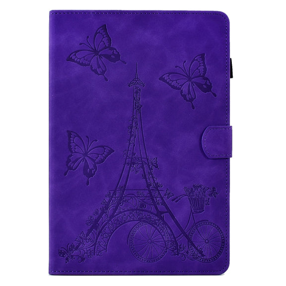 For Lenovo Tab M10 Plus 3rd Gen Tower Embossed Leather Smart Tablet Case(Purple)