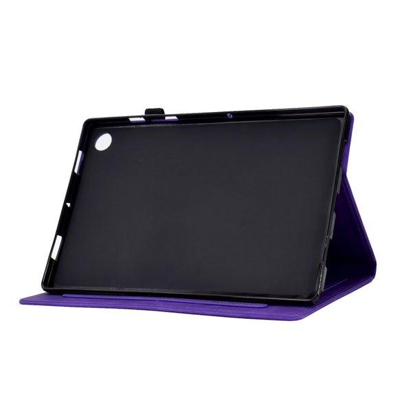 For Lenovo Tab M10 Plus 3rd Gen Tower Embossed Leather Smart Tablet Case(Purple)