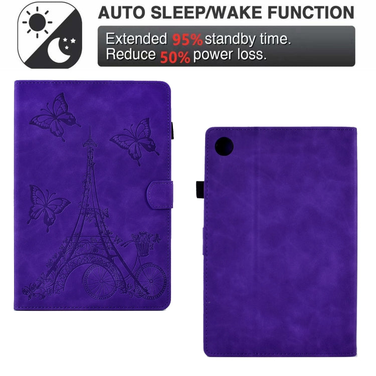 For Lenovo Tab M10 Plus 3rd Gen Tower Embossed Leather Smart Tablet Case(Purple)