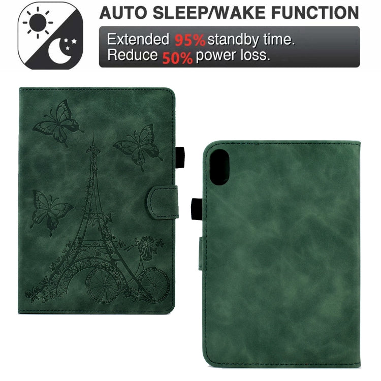 For Lenovo Tab P11 Tower Embossed Leather Smart Tablet Case(Green)