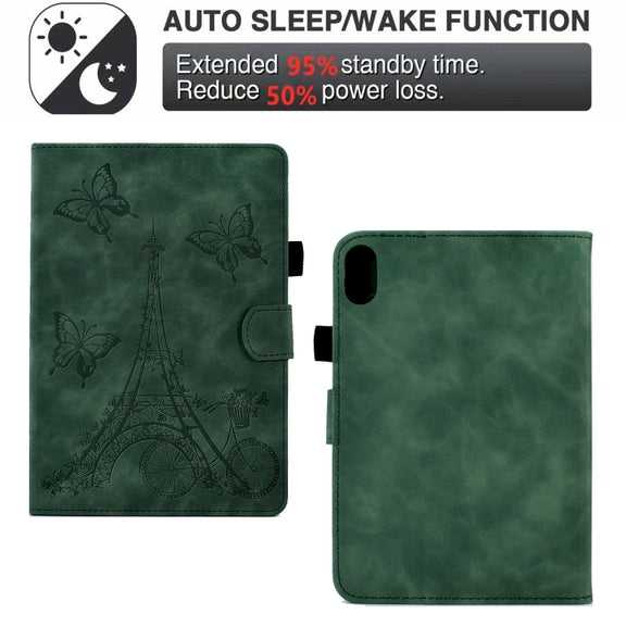For Lenovo Tab P11 Tower Embossed Leather Smart Tablet Case(Green)