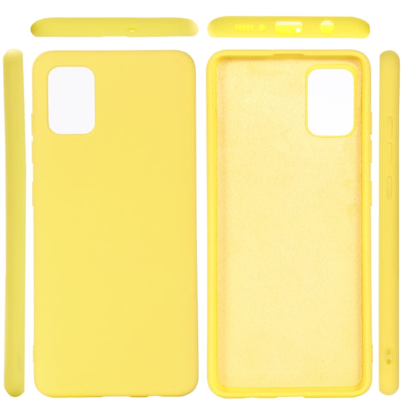 For Galaxy A31 Solid Color Liquid Silicone Dropproof Full Coverage Protective Case(Yellow)