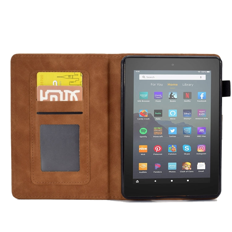 For Amazon Kindle Youth Version 2022 Embossed Smile Flip Tablet Leather Smart Case(Brown)