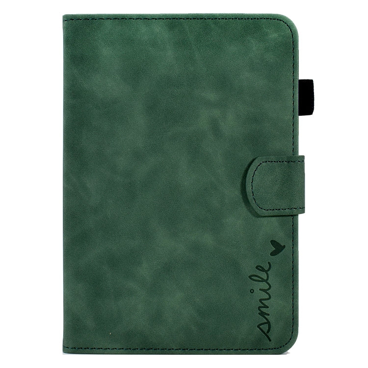 For Amazon Kindle Youth Version 2022 Embossed Smile Flip Tablet Leather Smart Case(Green)