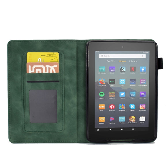 For Amazon Kindle Youth Version 2022 Embossed Smile Flip Tablet Leather Smart Case(Green)
