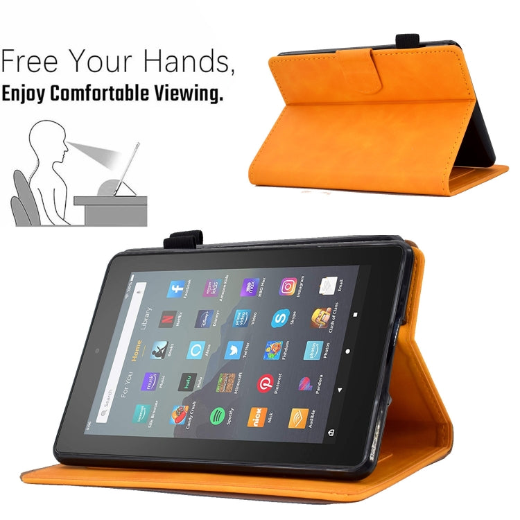 For Amazon Kindle Youth Version 2022 Embossed Smile Flip Tablet Leather Smart Case(Khaki)