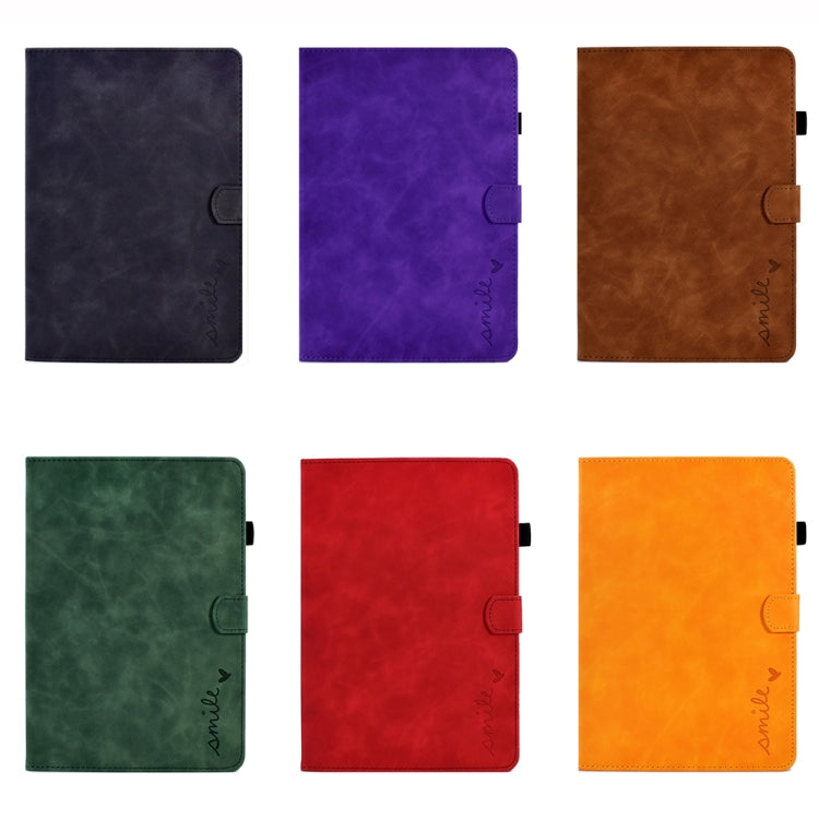 For Amazon Kindle Youth Version 2022 Embossed Smile Flip Tablet Leather Smart Case(Green)