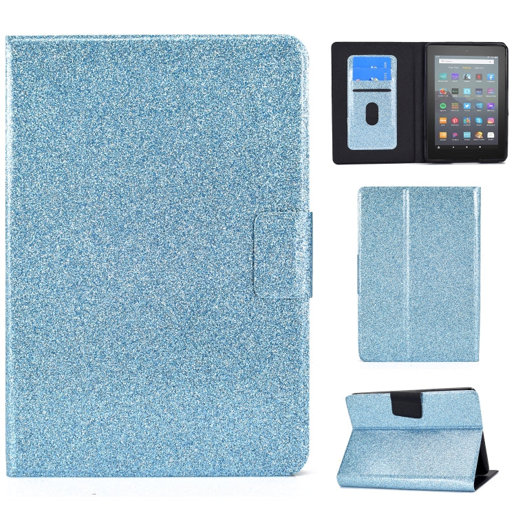 For Amazon Kindle Youth Version 2022 Varnish Glitter Powder Smart Leather Tablet Case(Blue)