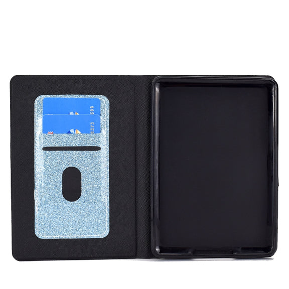 For Amazon Kindle Youth Version 2022 Varnish Glitter Powder Smart Leather Tablet Case(Blue)