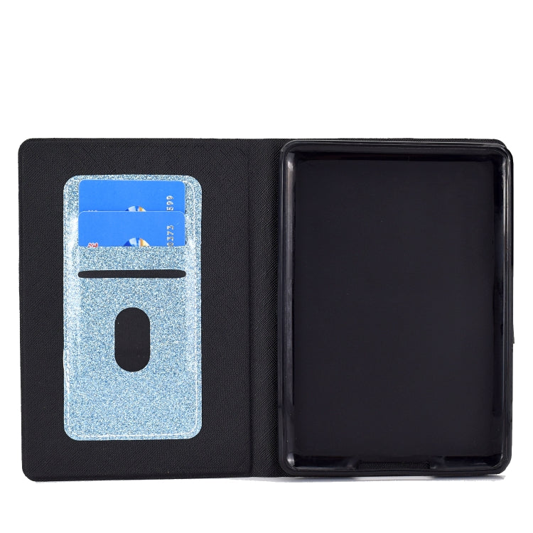 For Amazon Kindle Youth Version 2022 Varnish Glitter Powder Smart Leather Tablet Case(Blue)