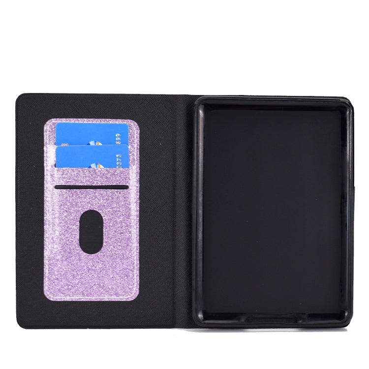 For Amazon Kindle Youth Version 2022 Varnish Glitter Powder Smart Leather Tablet Case(Purple)